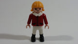 1992 Geobra Playmobil Blonde Girl Red Top White Collar 2" Tall Toy Figure
