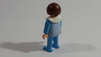1981 Geobra Playmobil Brown Haired Boy Blue Bottoms Light Blue Top Blue Sleeves White Frill Collar 2" Tall Toy Figure