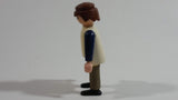1997 Geobra Playmobil Brown Haired Man Brown Bottoms Cream Top Dark Blue Sleeves 3" Tall Toy Figure