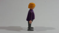 Vintage 1986 Geobra Playmobil Blonde Haired Girl Woman Grey Bottoms Purple and Pink Top 3" Tall Toy Figure