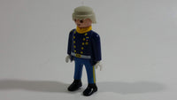 1997 Geobra Playmobil Grey Haired US Military Servicemen Man Blue Bottoms Dark Blue Top 3" Tall Toy Figure