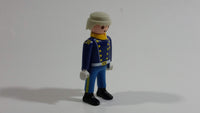 1997 Geobra Playmobil Grey Haired US Military Servicemen Man Blue Bottoms Dark Blue Top 3" Tall Toy Figure