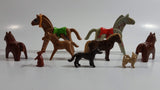 Vintage 1974 and 1986 Geobra Playmobil Horses, Chihuahua German Shepard Dogs and Rabbits Lot of 9 Toy Figure Accessories including 2 Non Playmobil Brown Horses