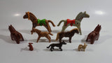 Vintage 1974 and 1986 Geobra Playmobil Horses, Chihuahua German Shepard Dogs and Rabbits Lot of 9 Toy Figure Accessories including 2 Non Playmobil Brown Horses