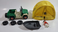 Vintage 1981 Geobra Playmobil Jeep, Tires, Tent, Row Boat, and Girl Figure and Accessories