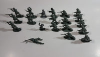 Vintage Blue-Box Toys Grey Plastic Army Figures Made in Hong Kong - Lot of 20