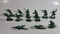 Vintage Blue-Box Toys Green Plastic Army Figures Made in Hong Kong - Lot of 13