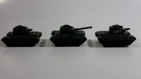 Vintage Blue-Box Toys Green Camouflage Plastic Army Tanks Made in Hong Kong - Lot of 3