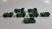 Vintage Blue-Box Toys Green Plastic Jeep Vehicles Made in Hong Kong - Lot of 7