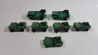 Vintage Blue-Box Toys Green Plastic Jeep Vehicles Made in Hong Kong - Lot of 7