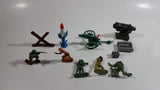 Vintage Blue-Box Toys and Other Brands Mixed Army Military Weaponry and Soldier Figures with Spring Action Artillery Made in Hong Kong