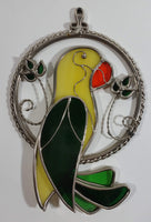 Decorative Metal Framed Stained Glass Parrot Bird Sun Catcher Window Hanging