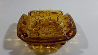 Vintage Mid Century Amber Glass Pebble Bubble Texture Cigarette Ash Tray