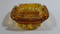 Vintage Mid Century Amber Glass Pebble Bubble Texture Cigarette Ash Tray