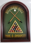 Billiards Hall Pool & Snooker 9" x 13" Wood Plaque Wall Hanging