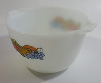 Vintage Anchor Hocking No. 606 Colorful Berries Design Fire King White Milk Glass Berry Serving / Mixing Bowl Oven Proof 8 Made in USA