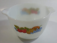 Vintage Anchor Hocking No. 606 Colorful Berries Design Fire King White Milk Glass Berry Serving / Mixing Bowl Oven Proof 8 Made in USA