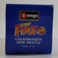 Burago Street Fire No. 4172 Volkswagen New Beetle Blue 1/43 Scale Die Cast Toy Car Vehicle New in Box