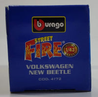 Burago Street Fire No. 4172 Volkswagen New Beetle Blue 1/43 Scale Die Cast Toy Car Vehicle New in Box
