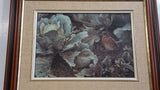 1987 Robert Bateman "SUMMER GARDEN YOUNG ROBIN" Wildlife Bird Nature Print Wood Framed 12" x 15"