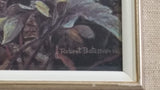 1987 Robert Bateman "SUMMER GARDEN YOUNG ROBIN" Wildlife Bird Nature Print Wood Framed 12" x 15"