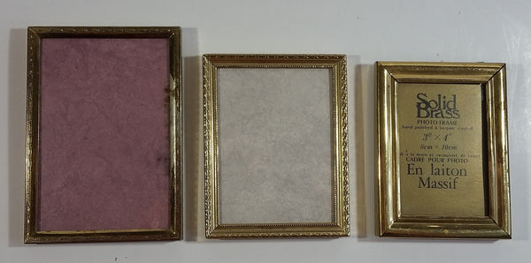 3 Small Brass Picture Photograph Frames