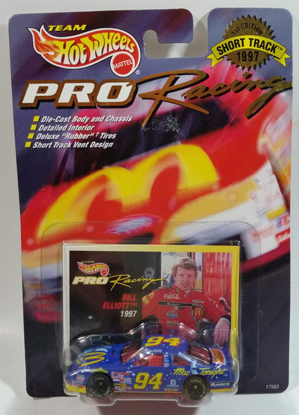 1997 Hot Wheels Pro Racing Short Track 1st Edition NASCAR #94 Bill Elliot McDonald's 1994 Ford Thunderbird Blue Die Cast Toy Race Car Vehicle - New in Package Sealed