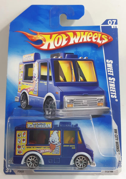 2009 Hot Wheels HW City Works Sweet Streets Good Humor Food Truck Metalflake Dark Blue Die Cast Toy Car Vehicle 113/166 - New Sealed