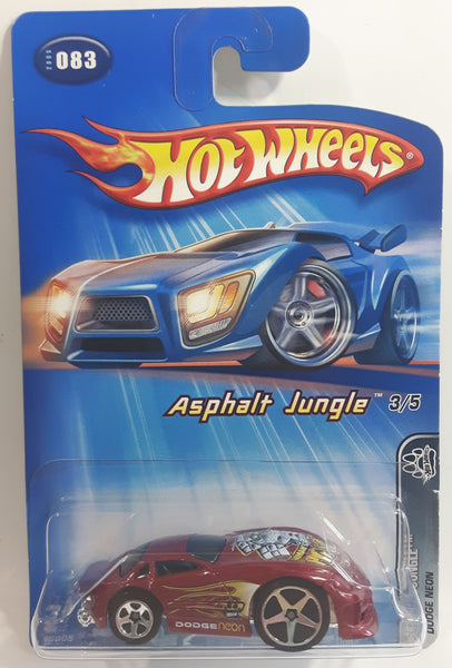 2005 Hot Wheels Asphalt Jungle Dodge Neon Hardnoze Red Die Cast Toy Car Vehicle New in Package