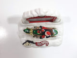 Hard to Find 1998 Hot Wheels Holiday Exclusive Harley Davidson Santa Claus Motor Cycle Happy Holidays #99 Metallic Green and Red with Gold Chrome Die Cast Toy Motorbike Vehicle With Stand