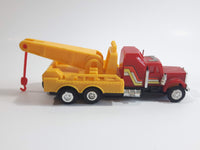 Unknown Brand Semi Tow Truck Red and Yellow Plastic Die Cast Toy Car Vehicle