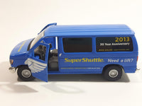 2013 Tins Toys T658 / T634 Ford E Series E-350 Cargo Van Super Shuttle 30 Year Anniversary Blue 1:43 Scale Pullback Friction Motorized Die Cast Toy Car Vehicle with Opening Doors