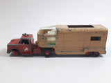 Vintage Lesney Matchbox King Size No. K-18 Dodge Tractor Truck Red and No. K-13 Articulated Horse Van Trailer Ascot Stables Tan Die Cast Toy Car Vehicle