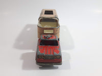 Vintage Lesney Matchbox King Size No. K-18 Dodge Tractor Truck Red and No. K-13 Articulated Horse Van Trailer Ascot Stables Tan Die Cast Toy Car Vehicle