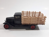 Vintage ERTL 1930 Chevrolet Stake Truck Livestock Transportation Carl Jones Prop. Black 1/43 Scale Die Cast Toy Antique Car Vehicle