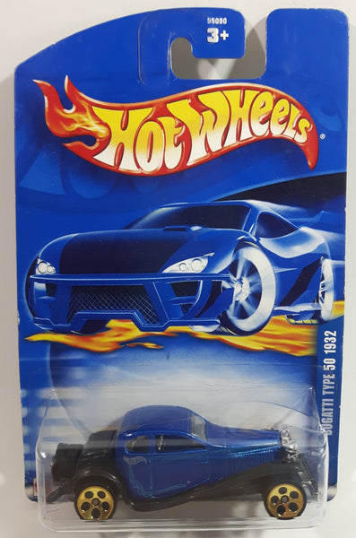2002 Hot Wheels 1932 Bugatti Type 50 Blue Die Cast Toy Car Vehicle - New in Package