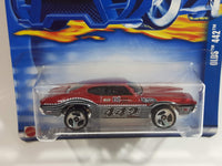2002 Hot Wheels Olds 442 Metalflake Dark Red Die Cast Toy Car Vehicle - New in Package
