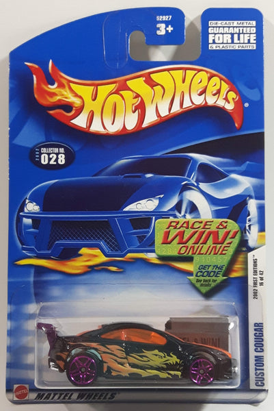 2002 Hot Wheels First Editions Custom Cougar Black Die Cast Toy Car Vehicle New in Package