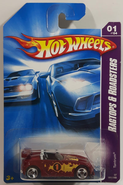 2007 Hot Wheels Ragtops & Roadsters Tantrum Metalflake Dark Red Die Cast Toy Car Vehicle New in Package