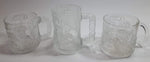 1995 McDonald's DC Comics Batman Forever Embossed Glass Mugs Robin, The Riddler, and Two-Face Set of 3