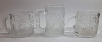 1995 McDonald's DC Comics Batman Forever Embossed Glass Mugs Robin, The Riddler, and Two-Face Set of 3