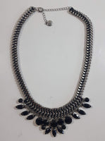 Joe Fresh Black Plastic Jewel 18" Long Metal Costume Jewelry Necklace