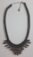 Joe Fresh Black Plastic Jewel 18" Long Metal Costume Jewelry Necklace