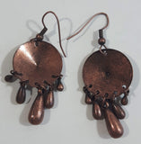 Disc Shaped with Dangling Droplets Copper Earrings