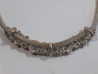 Hollow Tube Ornate Design 18" Long Metal Choker Necklace