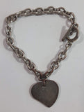 Double Heart Tag Pendant 2 3/8" Diameter Chain Bracelet