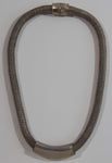 Thick Hollow Tube Bottom Roll 16" Long Metal Choker Necklace with Magnetic Clasp