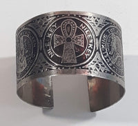 Nile Key Egyptian Kings and Queens Timeline Engraved Metal Bracelet