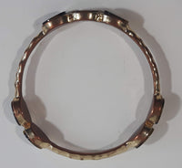 Faux Tiger Eye Oval Inlaid Silver Tone Metal Bracelet