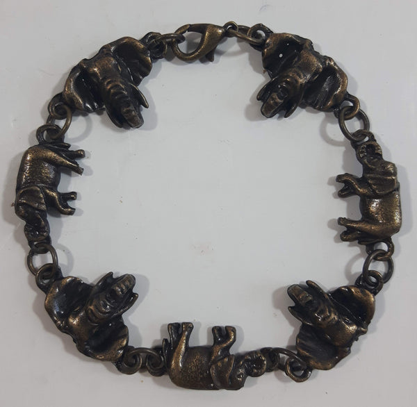 Elephants and Elephant Head Charm Links Metal Bracelet
